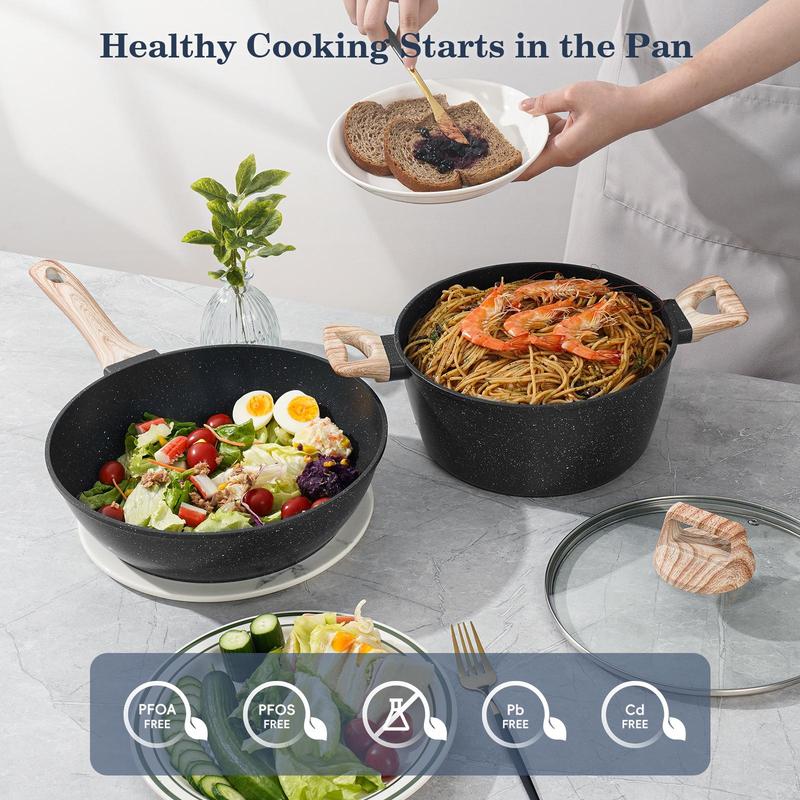 SODAY 12-Piece Healthy Granite Cookware Set (100% Toxin-Free & Non-Stick)