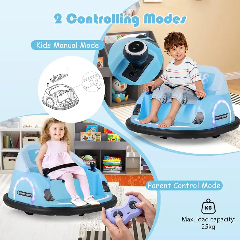 COSTWAY 360° Spin Electric Bumper Car for Toddlers (with Music & Flash Lights)
