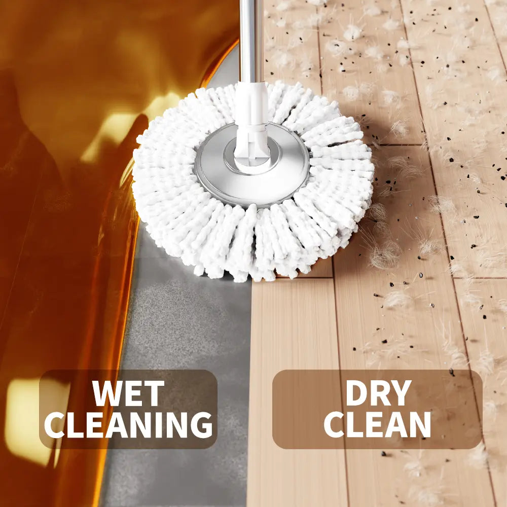 Spin Mop & Bucket System with Hands-Free Wringer (155cm Stainless Steel Handle)