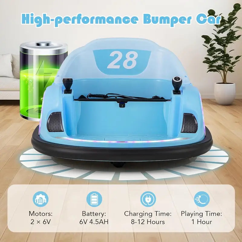 COSTWAY 360° Spin Electric Bumper Car for Toddlers (with Music & Flash Lights)