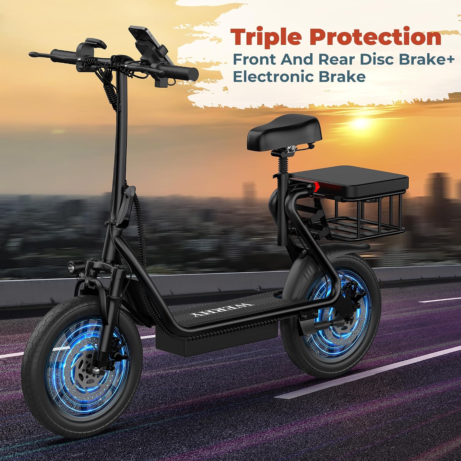 AOVOPRO ESBS 500W Electric Commuter Scooter | Comfort Edition with Shopping Basket