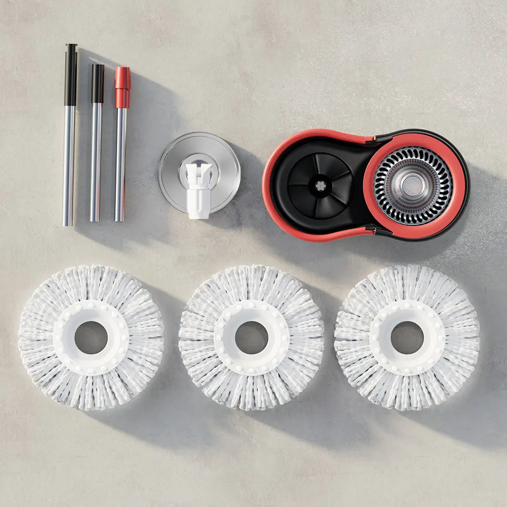 Spin Mop & Bucket System with Hands-Free Wringer (155cm Stainless Steel Handle)