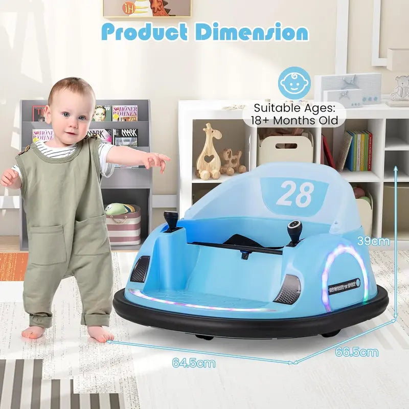 COSTWAY 360° Spin Electric Bumper Car for Toddlers (with Music & Flash Lights)
