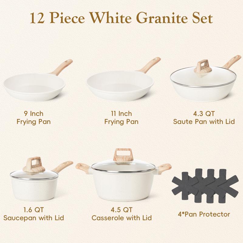 SODAY 12-Piece Healthy Granite Cookware Set (100% Toxin-Free & Non-Stick)